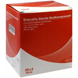 DRACOFIX PEEL Compresses 7,5x7,5 cm stériles 8 plis, 25X2 pces