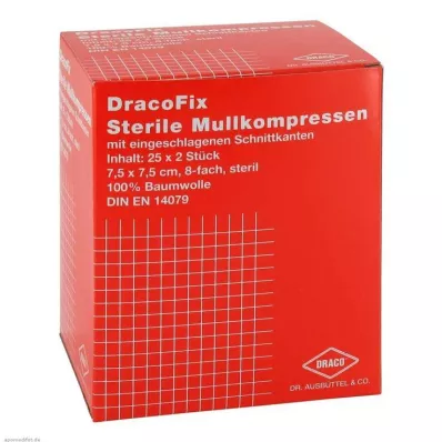 DRACOFIX PEEL Compresses 7,5x7,5 cm stériles 8 plis, 25X2 pces