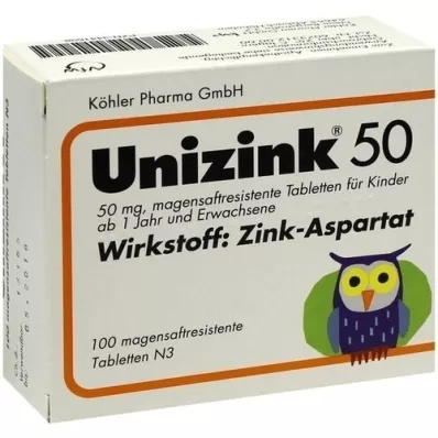 UNIZINK 50 comprimés gastro-résistants, 100 comprimés