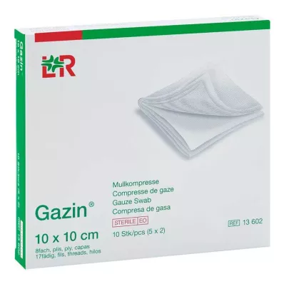 GAZIN Comp. de gaze 10x10 cm stérile, 8 plis, 5X2 pces