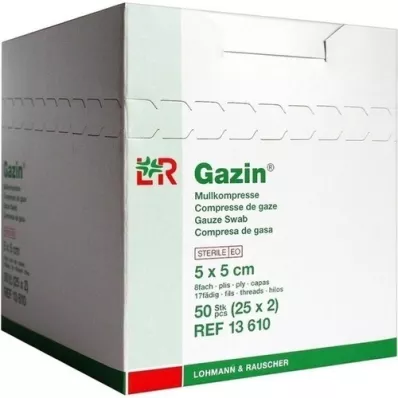 GAZIN Compresse de gaze 5x5 cm stérile, 8 plis, 25X2 pces