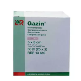 GAZIN Compresse de gaze 5x5 cm stérile, 8 plis, 25X2 pces