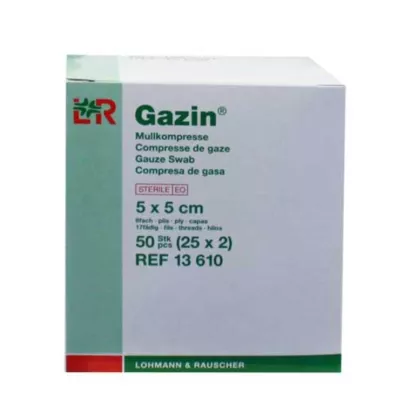 GAZIN Compresse de gaze 5x5 cm stérile, 8 plis, 25X2 pces