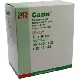 GAZIN Compresse de gaze 10x10 cm stérile 8 plis, 25X2 pces