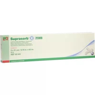 SUPRASORB X+PHMB HydroBalance Tamponade 2x21 cm, 5 pces