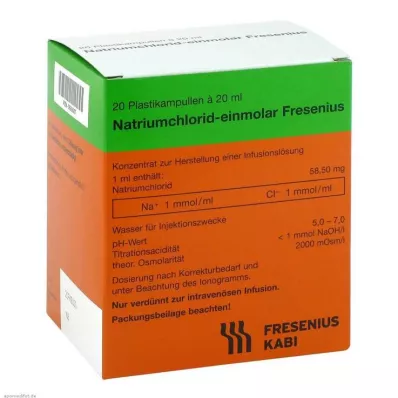 Solution saline Fres.5,85% solution pour perfusion plastique concentrée, 20X20 ml Solution saline Fres.5,85% solution pour perfusion plastique concentrée, 20X20 ml