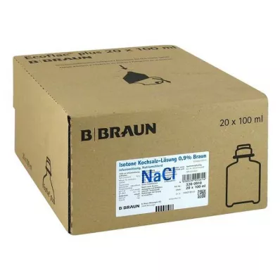 Solution saline 0,9% Ecoflac Plus, 20X100 ml