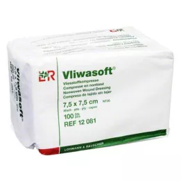 VLIWASOFT Compresses non tissées 7,5x7,5 cm non stériles 4l, 100 pces