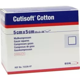 CUTISOFT Cotton Compr.5x5 cm stérile 12x, 25X2 pces