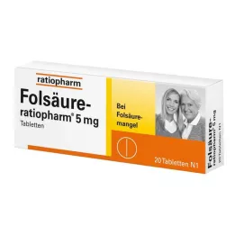 FOLSÄURE-RATIOPHARM 5 mg comprimés, 20 pcs