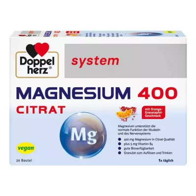 DOPPELHERZ Magnésium 400 Citrate system granulés, 20 pc DOPPELHERZ Magnésium 400 Citrate system granulés, 20 pc
