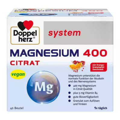 DOPPELHERZ Magnésium 400 Citrate system granulés, 40 pc DOPPELHERZ Magnésium 400 Citrate system granulés, 40 pc