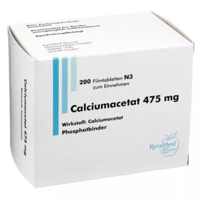 CALCIUMACETAT 475 mg Comprimés pelliculés, 200 pc