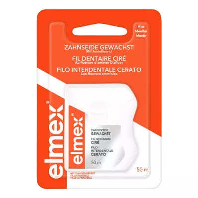 ELMEX Fil dentaire ciré au fluorure damines, 50 m