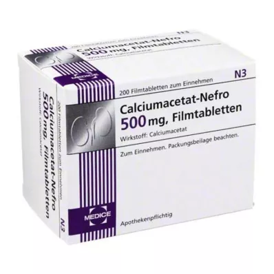 Acétate de calcium Nefro 500 mg comprimés pelliculés, 200 pc
