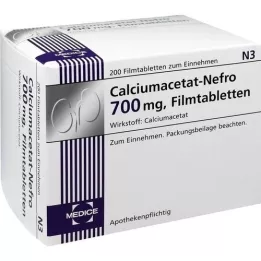 CALCIUMACETAT NEFRO 700 mg Comprimés pelliculés, 200 pcs