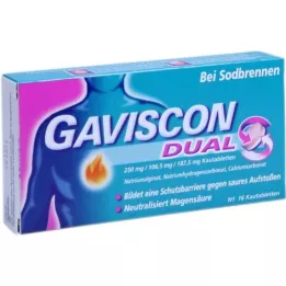 GAVISCON Dual 250mg/106,5mg/187,5mg comprimés à croquer, 16 pcs