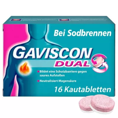 GAVISCON Dual 250mg/106,5mg/187,5mg comprimés à croquer, 16 pcs