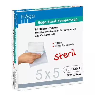 HÖGA-KOMPRESSEN 5x5 cm stérile 8 fois, 5X2 pces