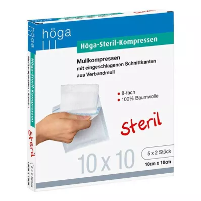 HÖGA-KOMPRESSEN 10x10 cm stérile 8 fois, 5X2 pcs