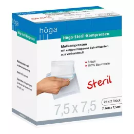 HÖGA-KOMPRESSEN 7,5x7,5 cm stérile 8 fois, 25X2 pces