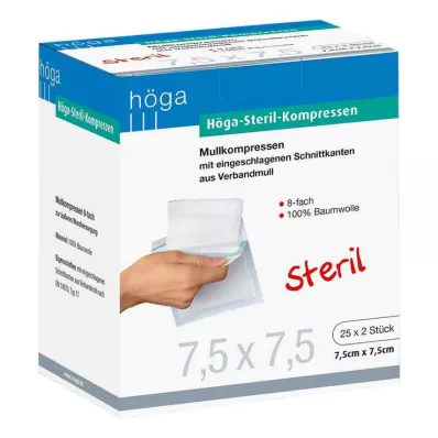 HÖGA-KOMPRESSEN 7,5x7,5 cm stérile 8 fois, 25X2 pces HÖGA-KOMPRESSEN 7,5x7,5 cm stérile 8 fois, 25X2 pces