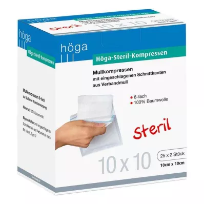 HÖGA-KOMPRESSEN 10x10 cm stérile 8 fois, 25X2 pcs