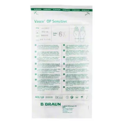 VASCO OP Gants Sensitive stériles non poudrés taille 6,5, 2 pces