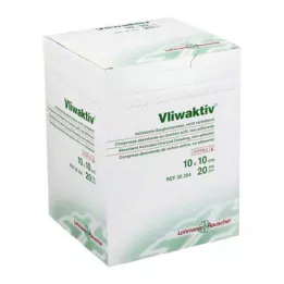 VLIWAKTIV Comp. absorbante au charbon actif, stérile, 10x10 cm, 20 pces
