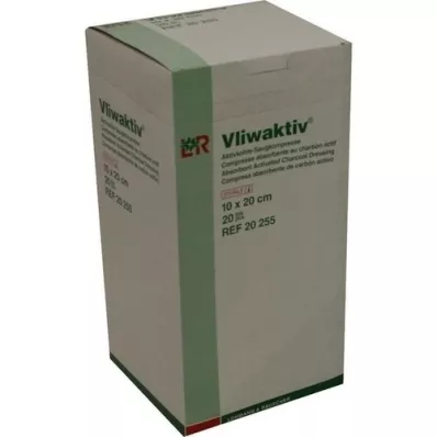 VLIWAKTIV Comp. absorbante au charbon actif, stérile, 10x20 cm, 20 pces