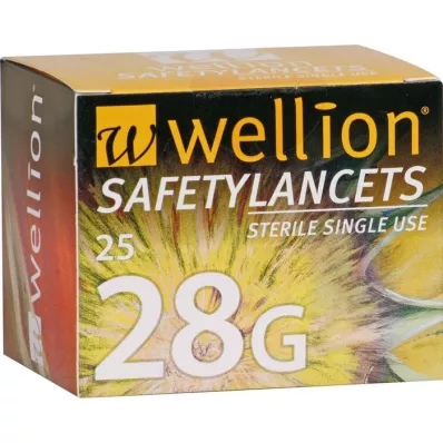 WELLION Safetylancets 28 G Hall de sécurité, 25 pièces