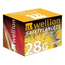 WELLION Safetylancets 28 G Hall de sécurité, 25 pièces