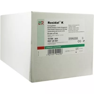 ROSIDAL Bande K 8 cmx5 m stérile en emballage unitaire, 10 pces
