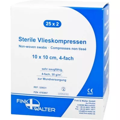 VLIESKOMPRESSEN 10x10 cm stérile 4 fois, 25X2 pces