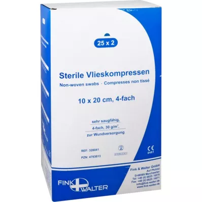 VLIESKOMPRESSEN 10x20 cm stérile 4 fois, 25X2 pces