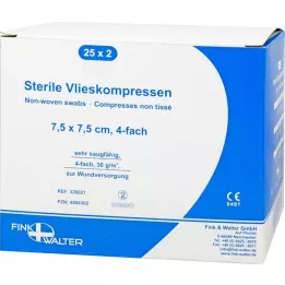 VLIESKOMPRESSEN 7,5x7,5 cm stérile 4 fois, 25X2 pces