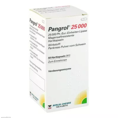 Pangrol 25000 gélules avec peau enrobée gastro-résistante, 50 pièces
