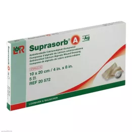 SUPRASORB Compresse dalginate antimicrobien A+Ag 10x20 cm, 5 pces