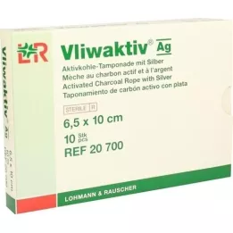 VLIWAKTIV AG Tampon de charbon actif avec argent 6,5x10 cm, 10 pces