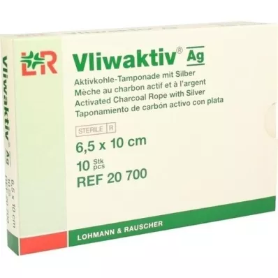 VLIWAKTIV AG Tampon de charbon actif avec argent 6,5x10 cm, 10 pces