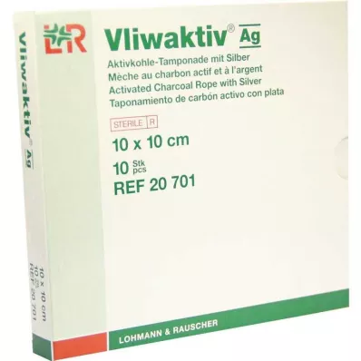 VLIWAKTIV AG Tampon de charbon actif avec argent 10x10 cm, 10 pces