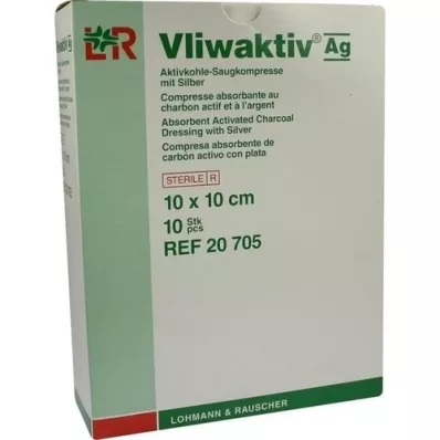 VLIWAKTIV AG Comp. absorbante au charbon actif avec argent 10x10 cm, 10 pces