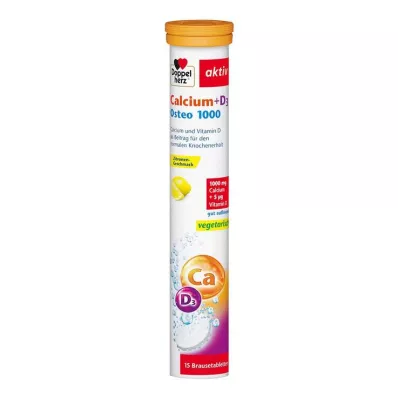DOPPELHERZ Calcium+D3 Osteo 1.000 comprimés effervescents, 15 pc DOPPELHERZ Calcium+D3 Osteo 1.000 comprimés effervescents, 15 pc