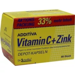 ADDITIVA Vitamine C+Zinc en gélules, paquet promotionnel, 80 gélules