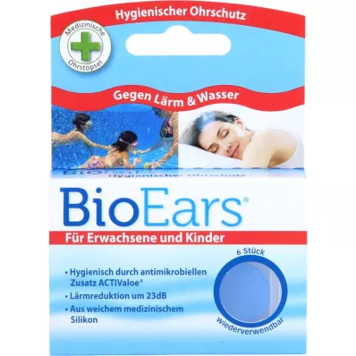 BIOEARS Bouchons doreilles en silicone antimicrobien, 6 pces