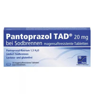 PANTOPRAZOL TAD 20 mg pour brûlures destomac, 14 comprimés
