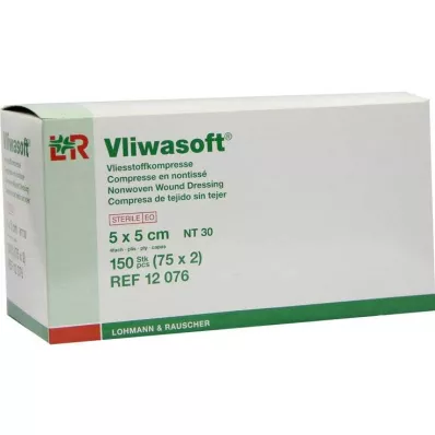 VLIWASOFT Compresses non tissées 5x5 cm stériles 4l, 150 pces