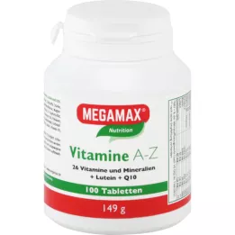 MEGAMAX Comprimés de vitamines A-Z+Q10+lutéine, 100 comprimés
