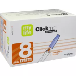 MYLIFE Aiguilles Clickfine AutoProtect 8 mm 29 G, 100 pièces