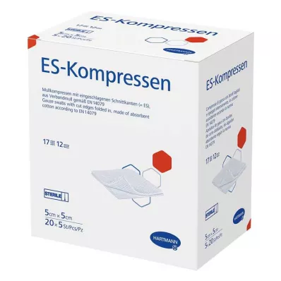 ES-KOMPRESSEN Stérile 5x5 cm, paquet de 12, 20X5 pces